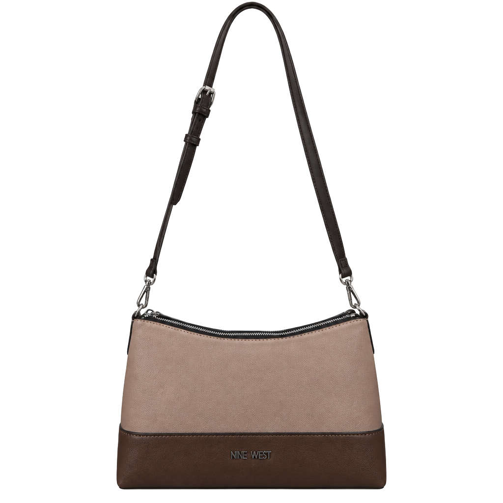 Nine West Two Tone Shoulder Bag Brown Tan Crossbody 1