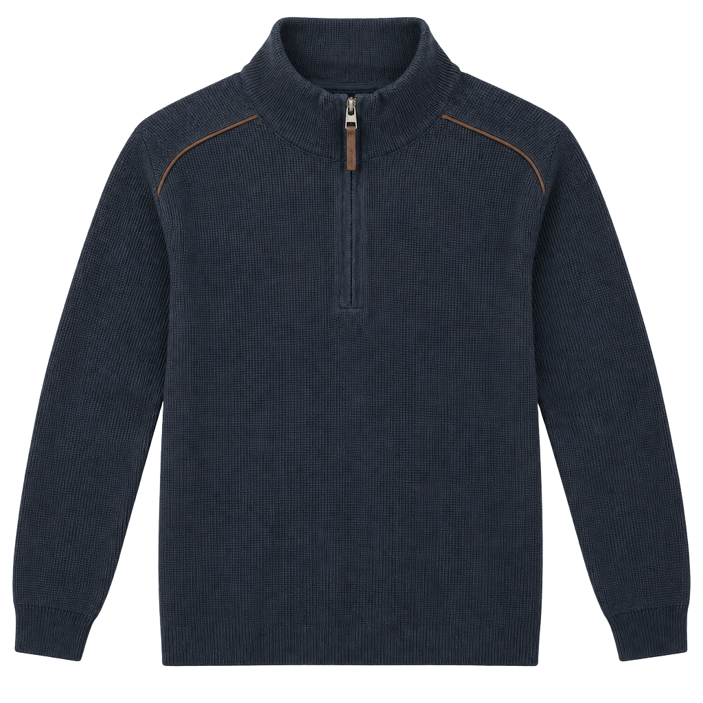 English Laundry Quarter Zip Pullover Sweater Size M Navy Blue Waffle Knit 1