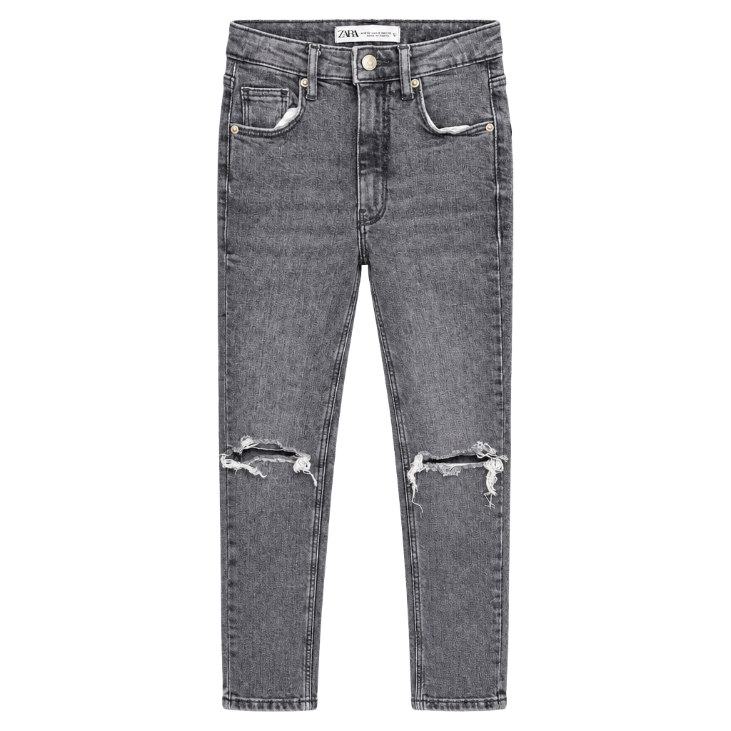 Zara Distressed Slim Jeans Size USA 0 Gray Cotton Blend 1