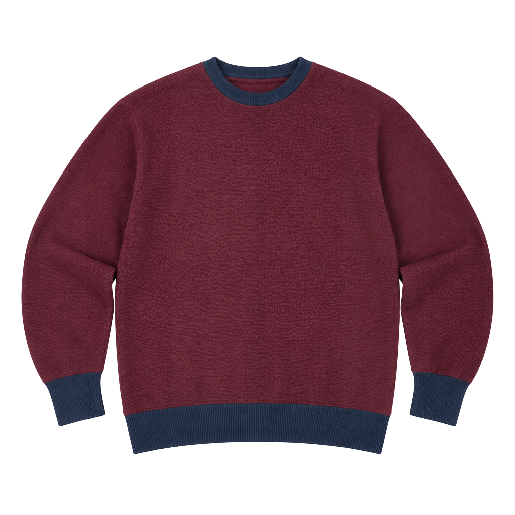 Goodfellow & Co Sweater Size M Maroon Navy Blue Crewneck Long Sleeve 1