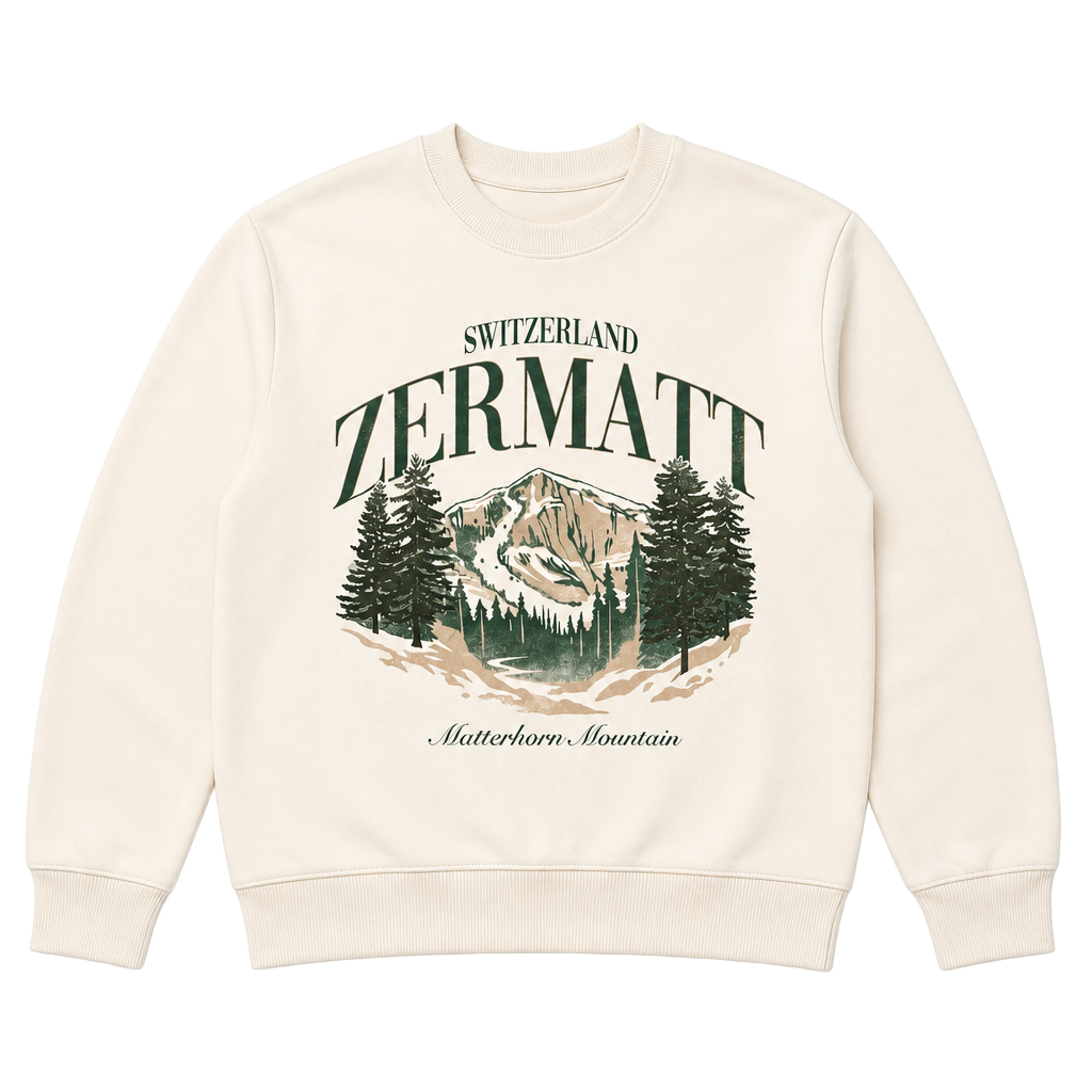 Hollister Men’s Cream Zermatt Switzerland Graphic Sweatshirt Size XS 1
