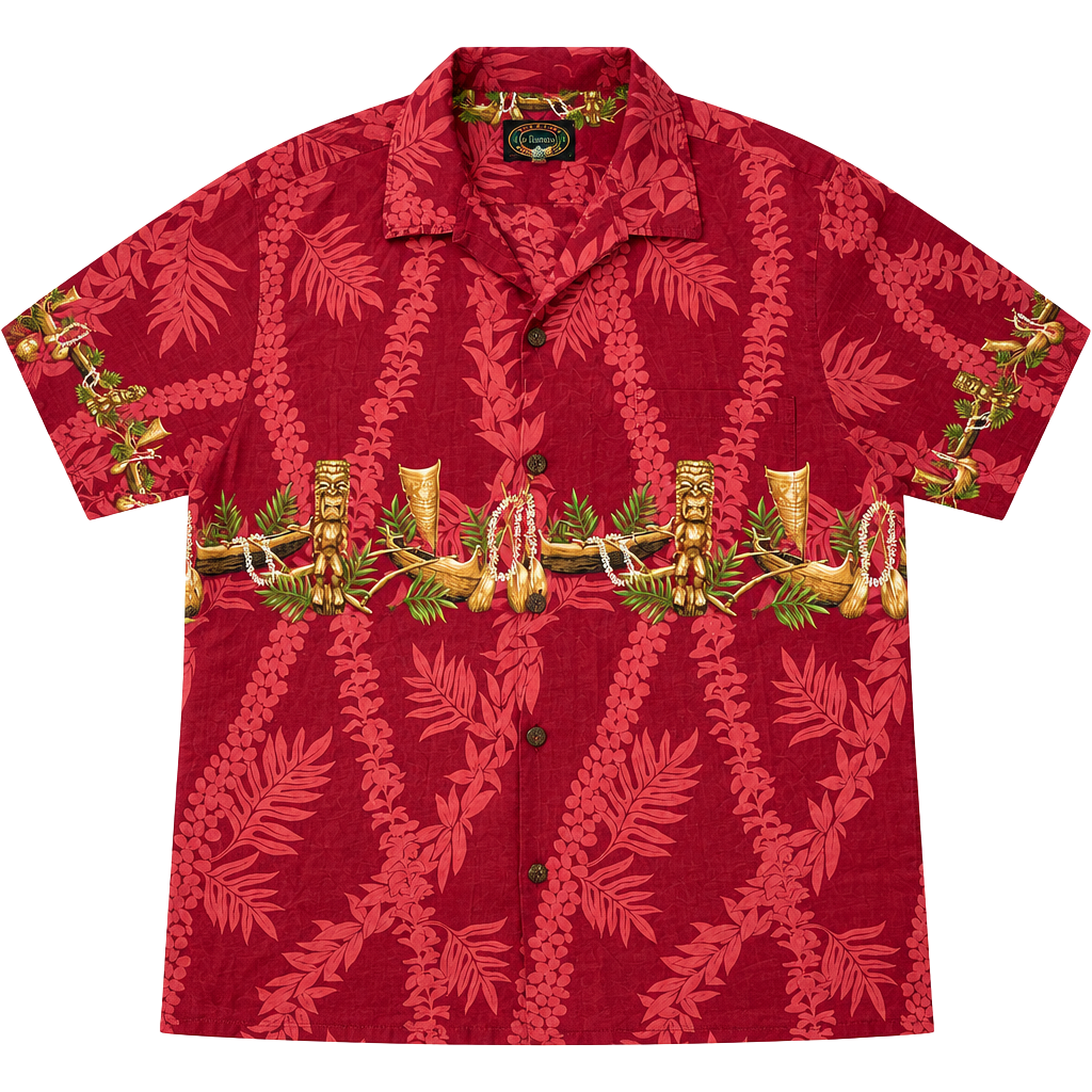 Hawaiian Reserve Collection Tiki Hawaiian Shirt Red Cotton 1