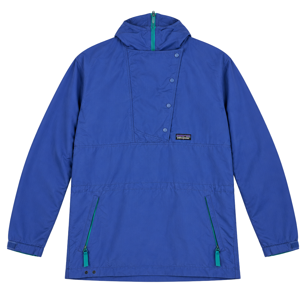 Patagonia Pullover Anorak Jacket Blue Teal Hooded Vintage 1