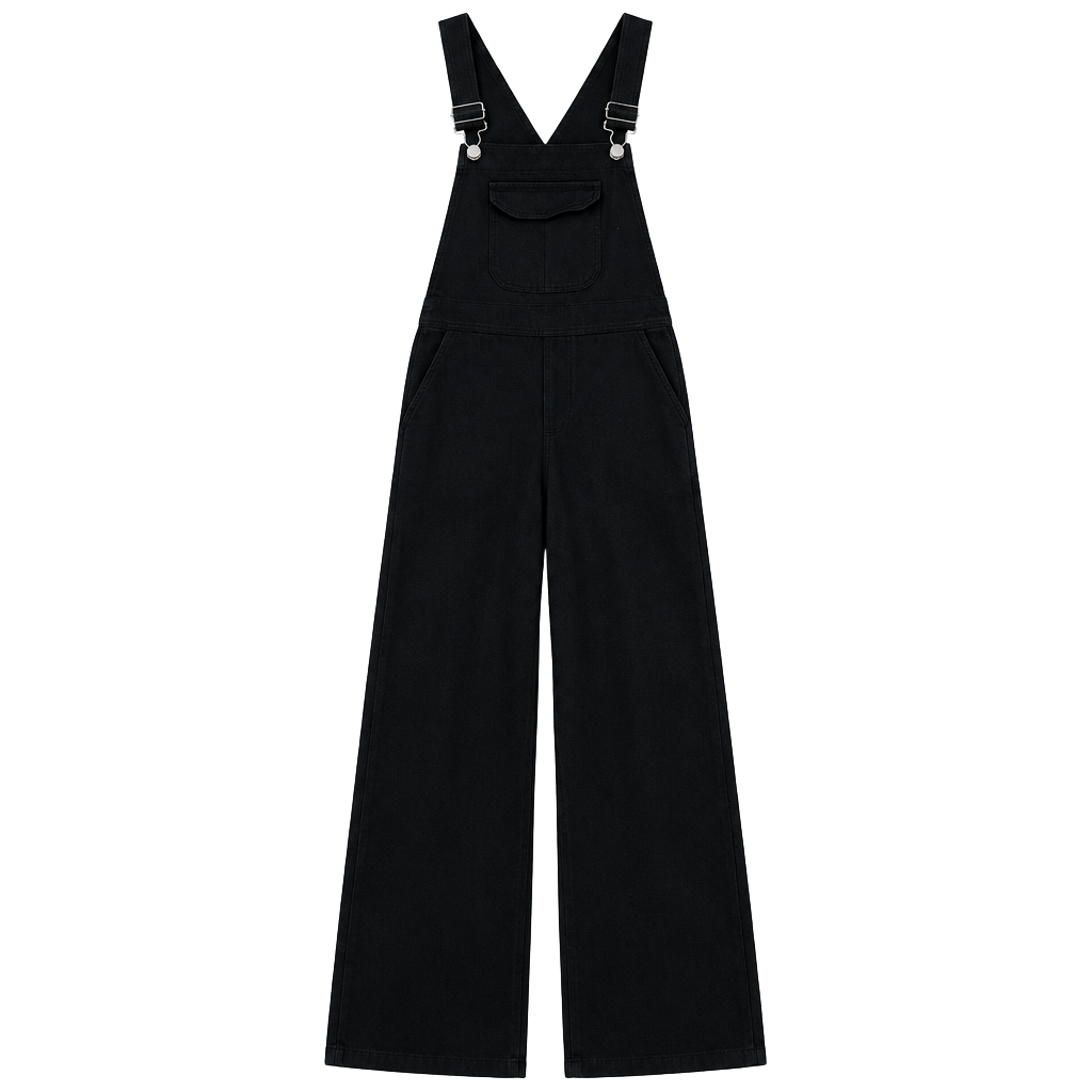 Vintage Garfield & Marks Black Ribbed Overalls Small 1