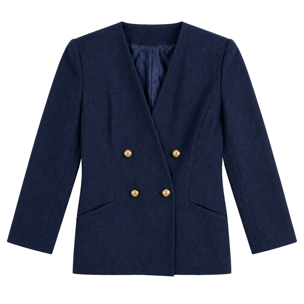 Vintage Sasson Double Breasted Blazer Size 6 Navy Blue Gold Buttons Vintage 1