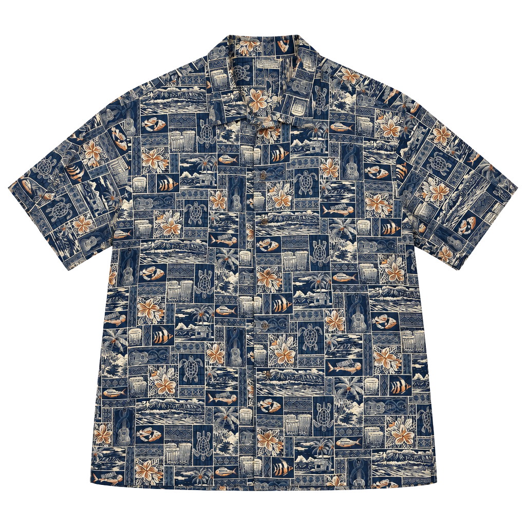 Pacific Legend Apparel Hawaiian Shirt Blue Tropical Print Made In Hawaii 1