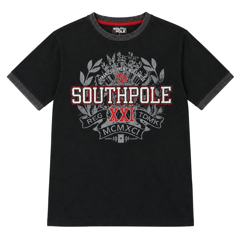 Y2K vintage Southpole Graphic T-Shirt Size M Black Vintage Streetwear 1