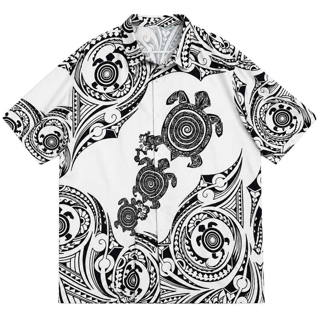 Unbranded Tribal Turtle Hawaiian Short Sleeve Button Down Shirt Size L 1