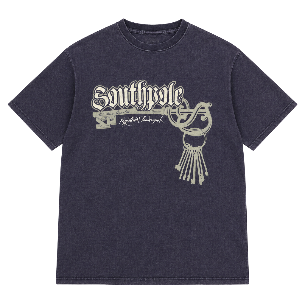 Southpole Graphic T-Shirt Dark Purple Vintage Key Logo 1