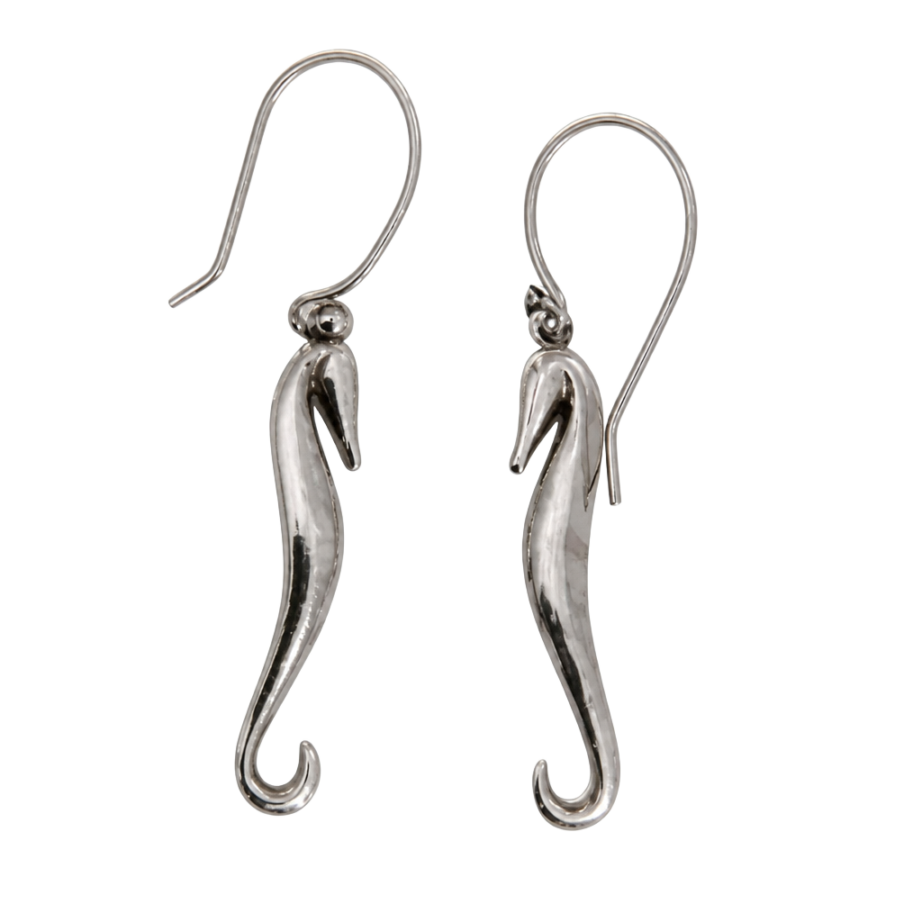 Polished Seahorse Earrings in Sterling Silver 1