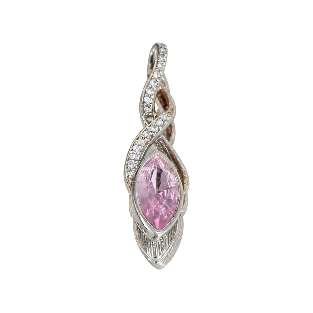 Avon Sterling Silver Pink Marquise CZ Infinity Twist Pendant 1