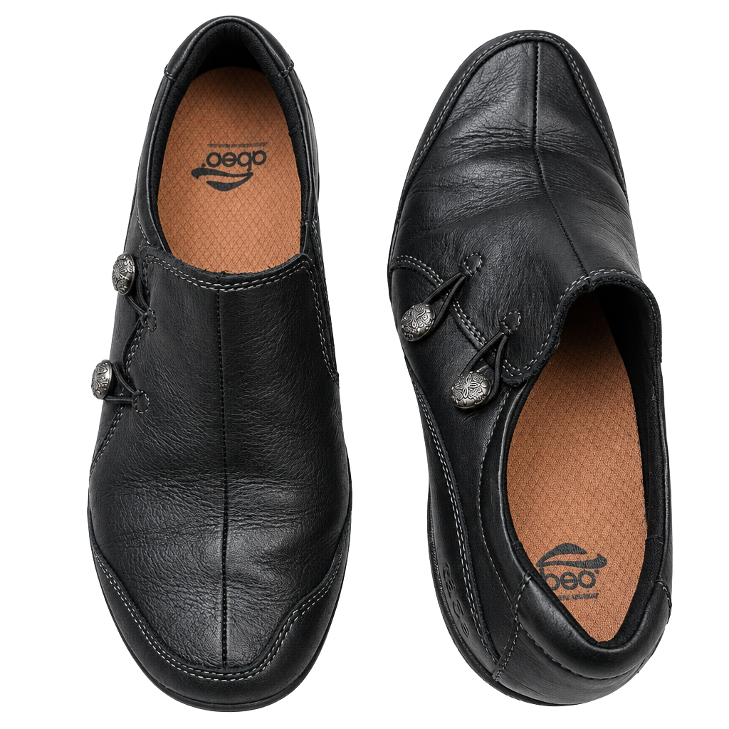 Taos Size 7.5 Encore Slip-On Shoes Black Leather 1