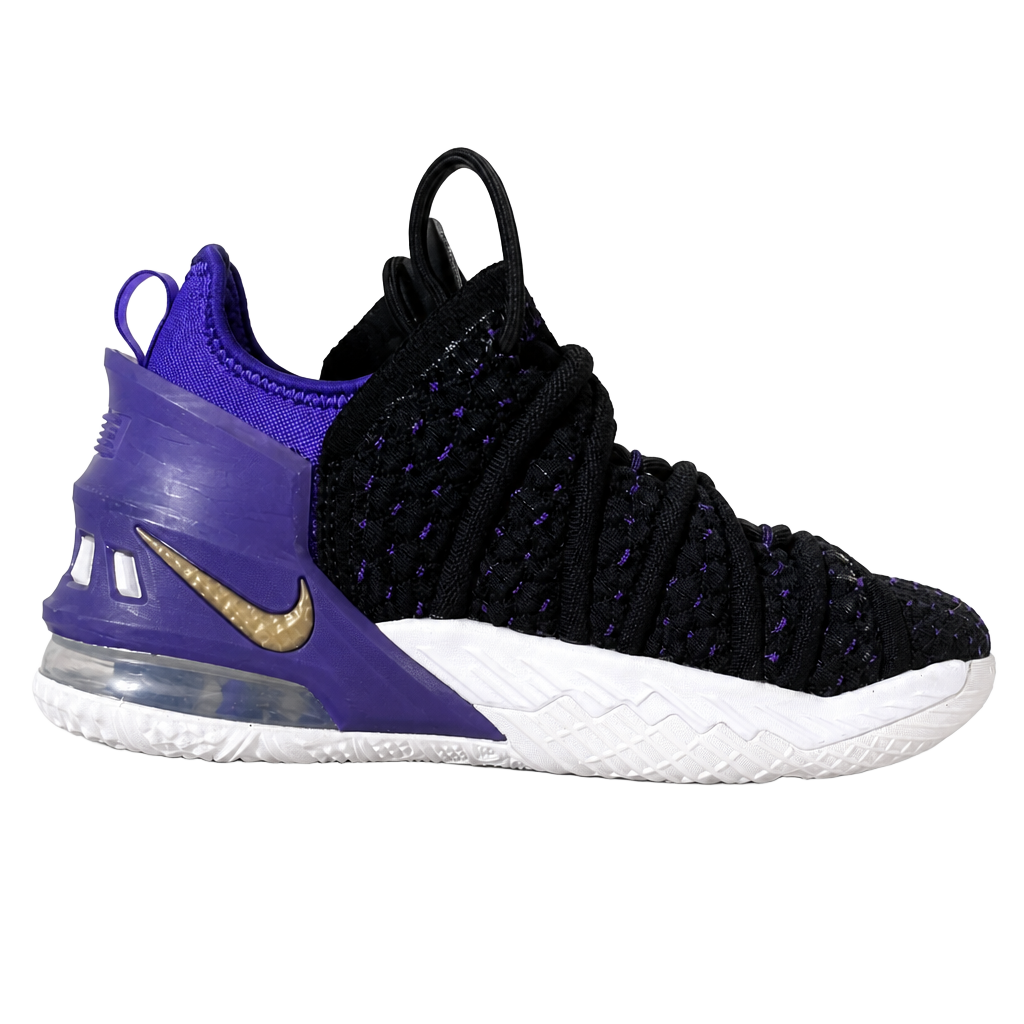 Nike LeBron 18 Lakers Basketball Shoes Black Psychic Purple Gold 1