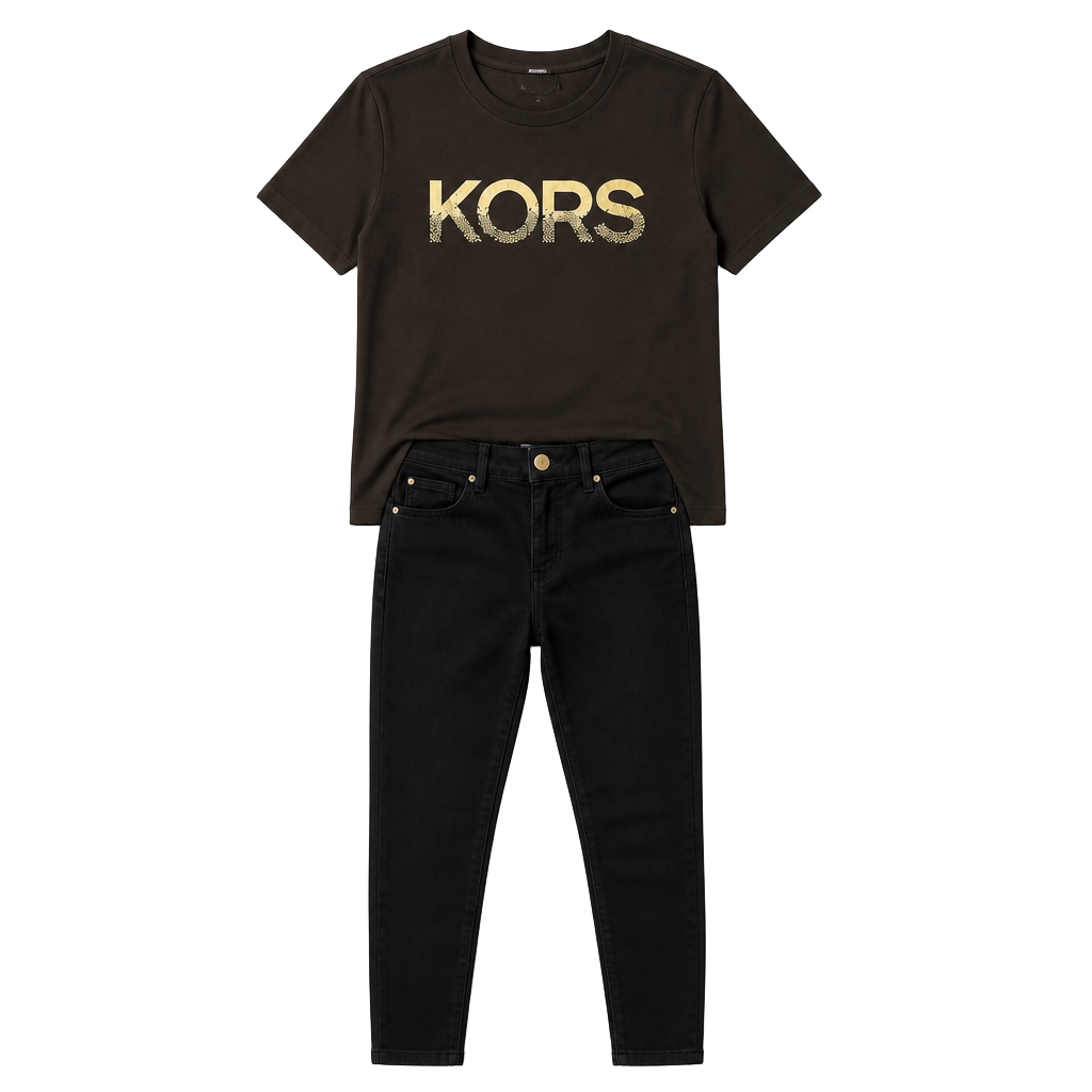 Michael Kors Sequined Logo Cotton T-Shirt in Black 1