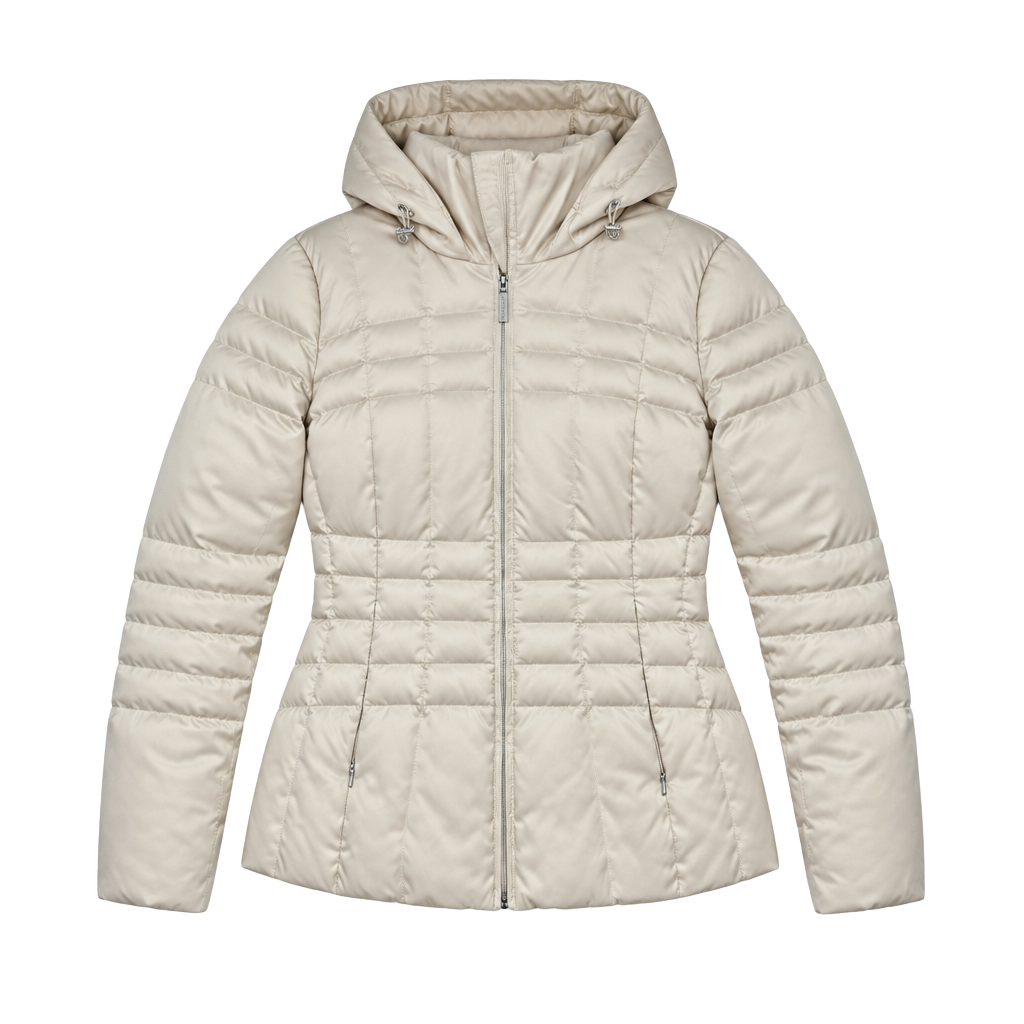 Calvin Klein Women's Beige Hooded Puffer Jacket Size L 1
