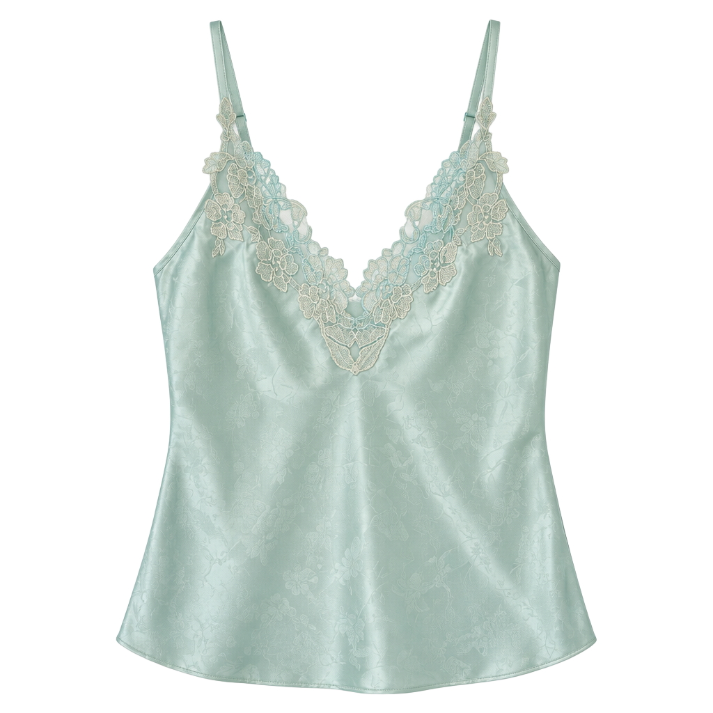 In Bloom by Jonquil Camisole Size M Green Lace Satin 1