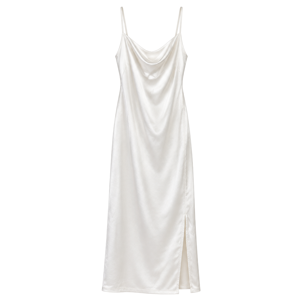 4th & Reckless Satin Cowl Neck Midi Dress Size US L White Slip 1