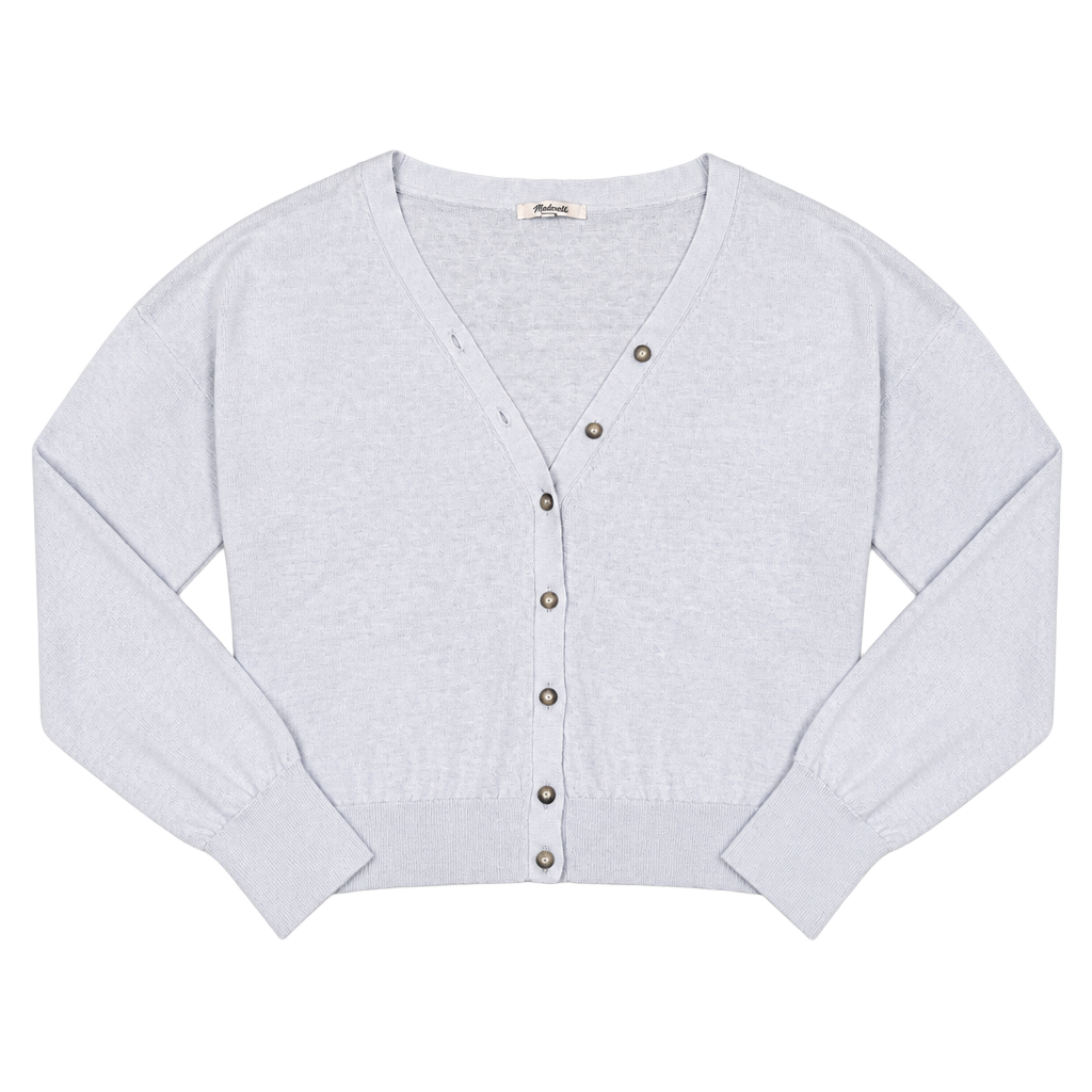 NWT Madewell Linen-Blend V-Neck Cardigan in Pale Blue 1