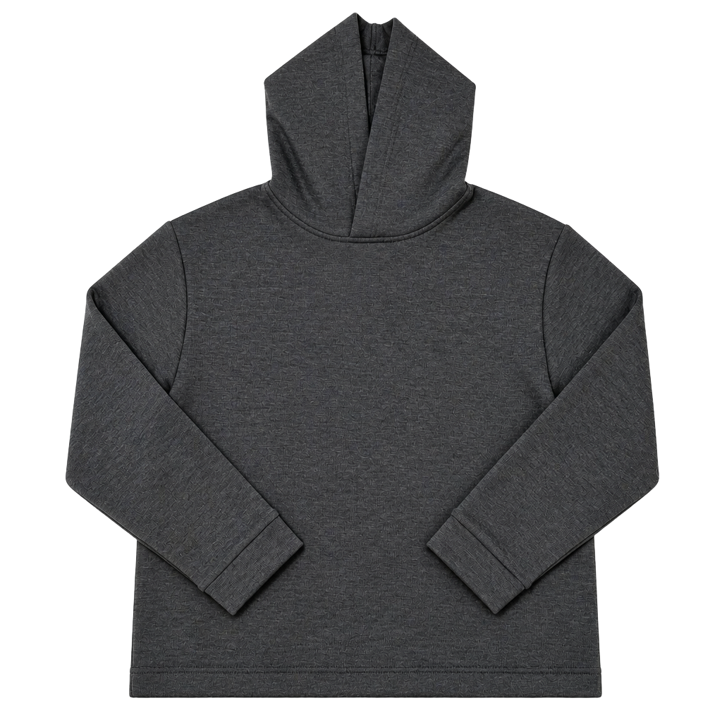 ZARA Dark Gray Textured Knit Pullover Hoodie 1