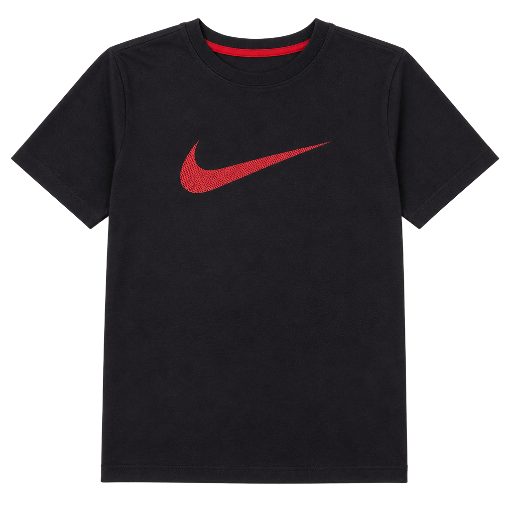Men's Nike Black T-Shirt Sz XL Regular Fit Short Sleeve 100% Cotton Red Swoosh 1