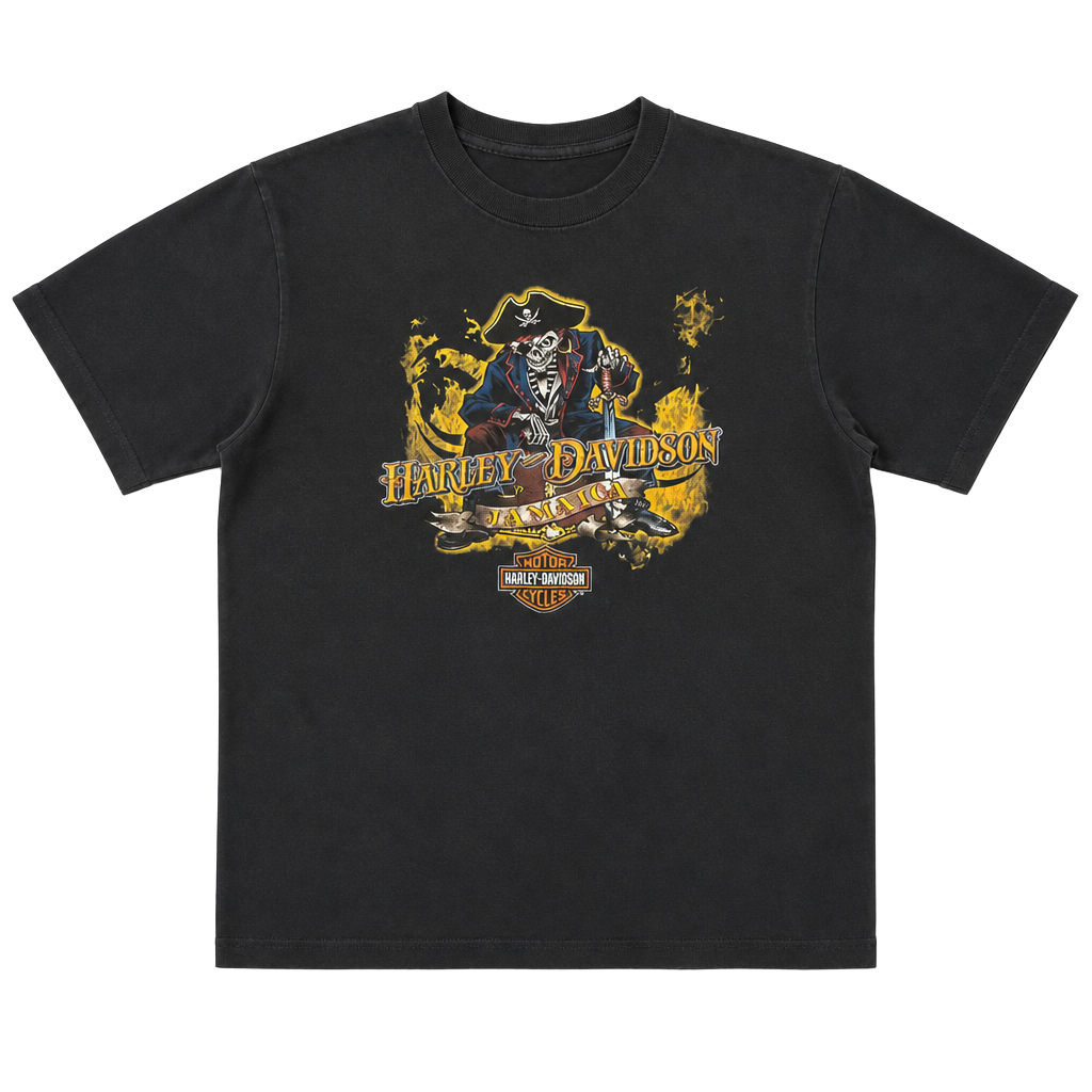 Harley-Davidson 1990s T-Shirt Blackbeard's Revenge Jamaica Black 1