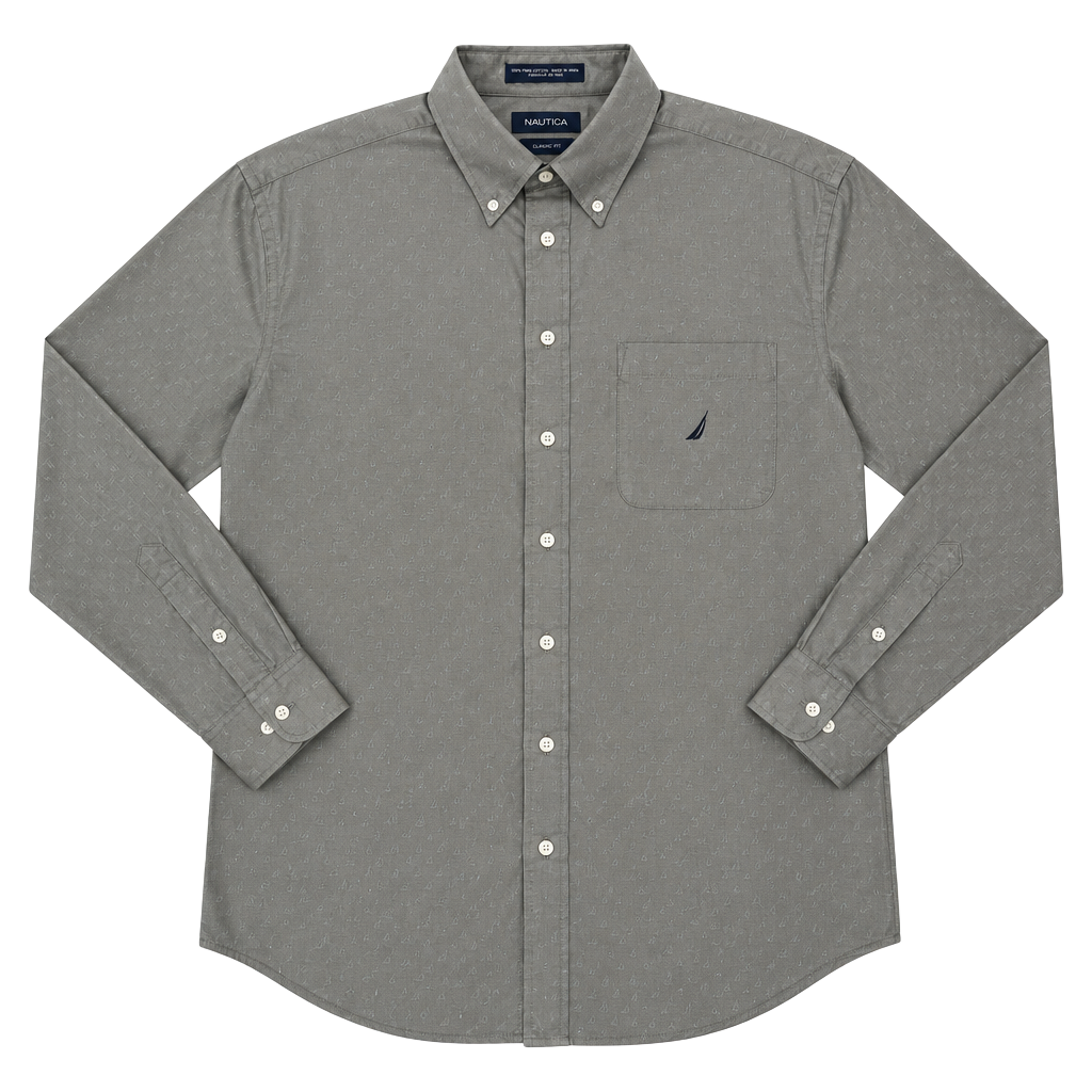 Nautica Vintage Oxford Shirt Size 16 1/2 32/33 Tan Long Sleeve 1