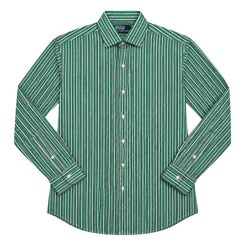 Polo by Ralph Lauren Regent Classic Fit Shirt Size 15 M Green Striped 1