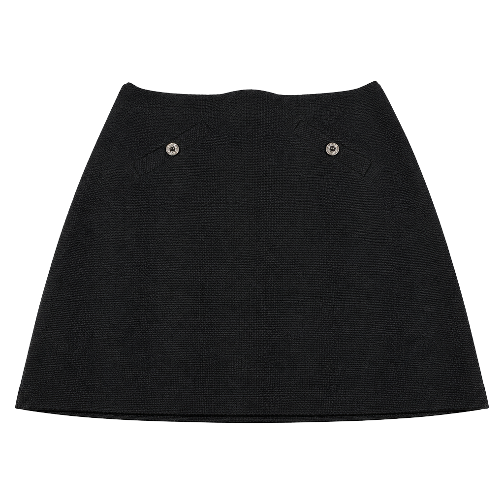 Jones New York Mini Skirt Size S Black Textured Button Flap Pockets 1