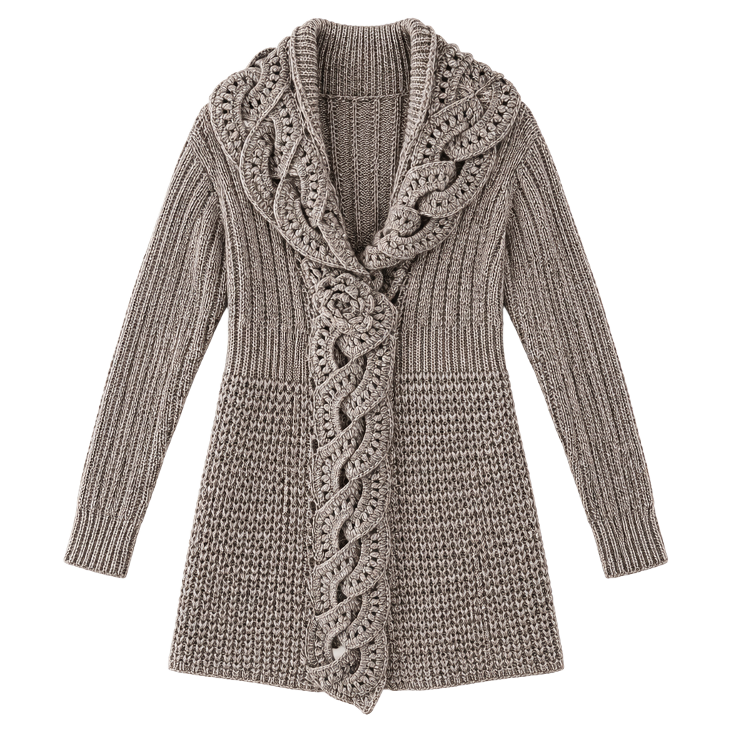 John Fashion Crochet Cardigan Sweater Taupe 1