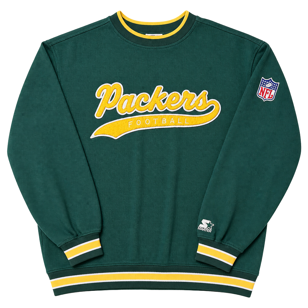 Vintage Starter Pro Line Green Bay Packers Script Tailsweep Knit Sweater Large 1