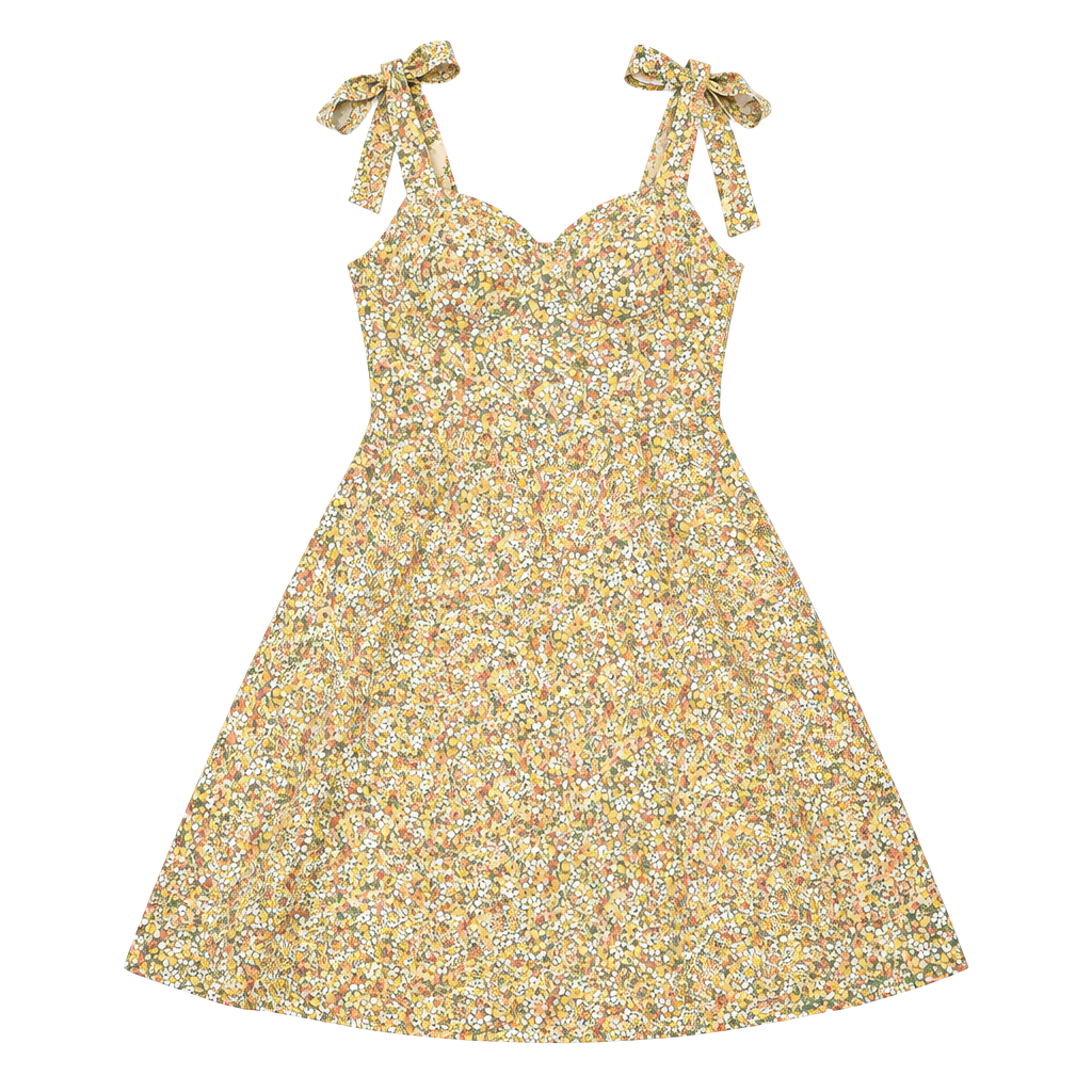 U Wish Floral Dress Size L Yellow Tie Strap Mini 1