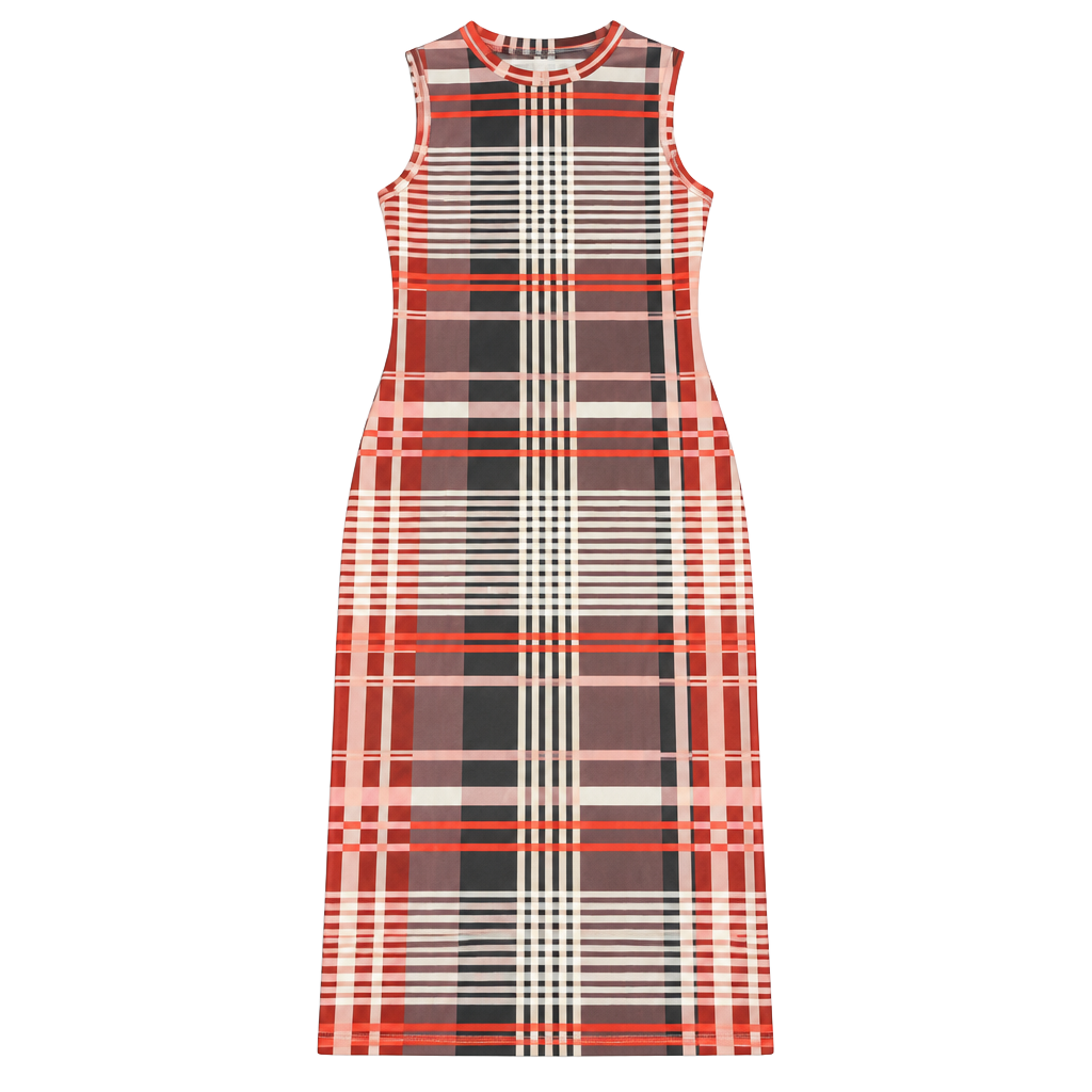 Unbranded Plaid Midi Dress Size S Sleeveless Mock Neck 1