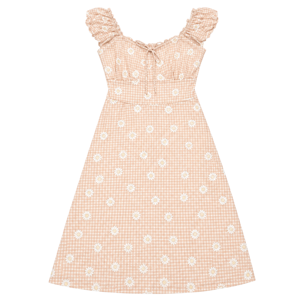 No Boundaries Mini Dress Size S 3-5 Pink Gingham Daisy 1