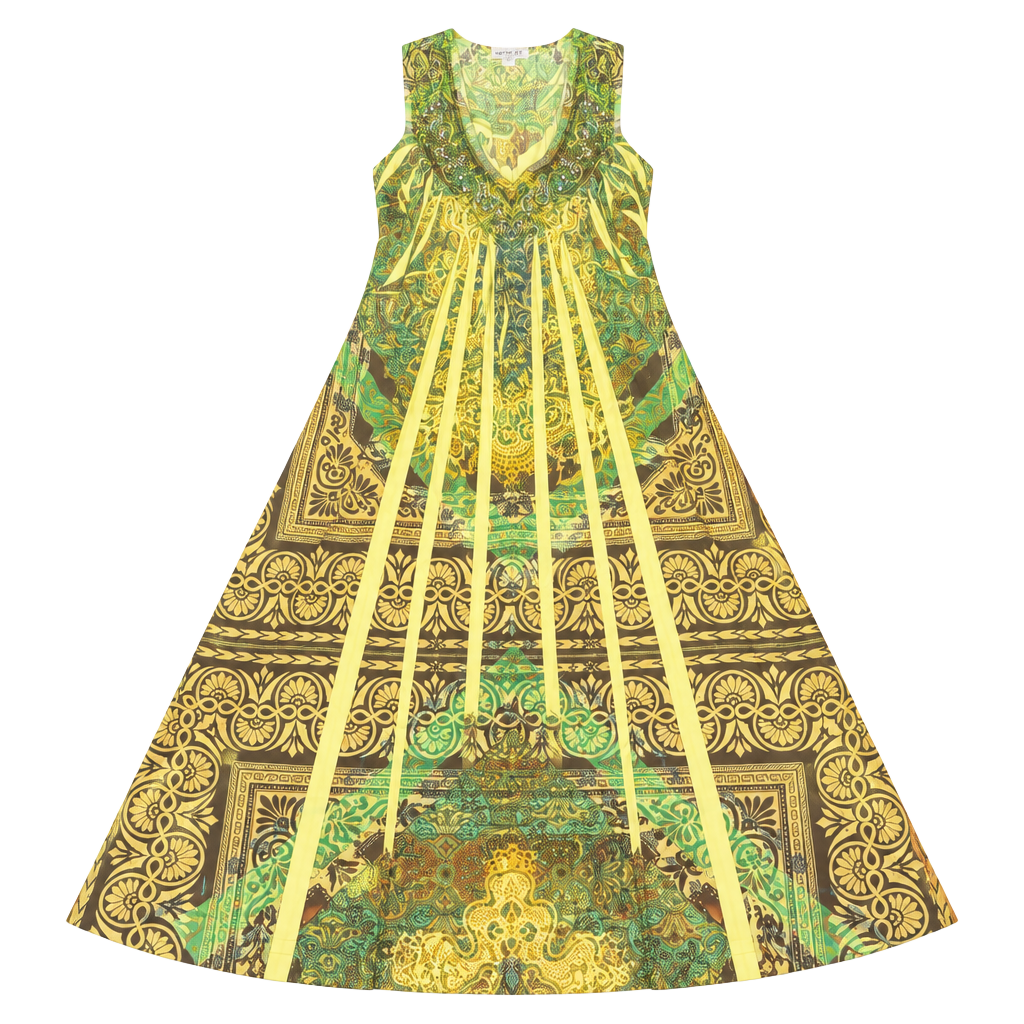 Oneworld Dress Size M Green Paisley Printed Tank Maxi 1
