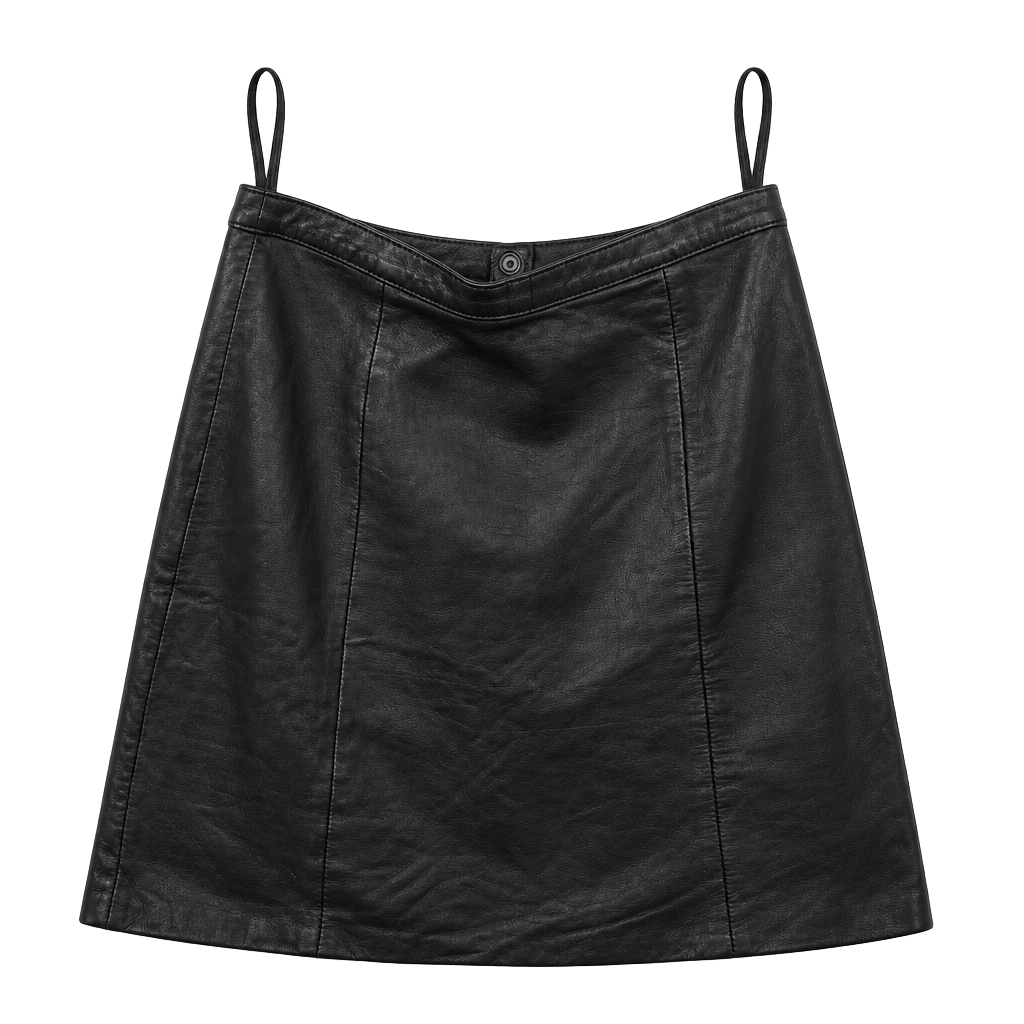 Vintage Y2k Leather Dynamics Black Leather Skirt Size 7/8 1