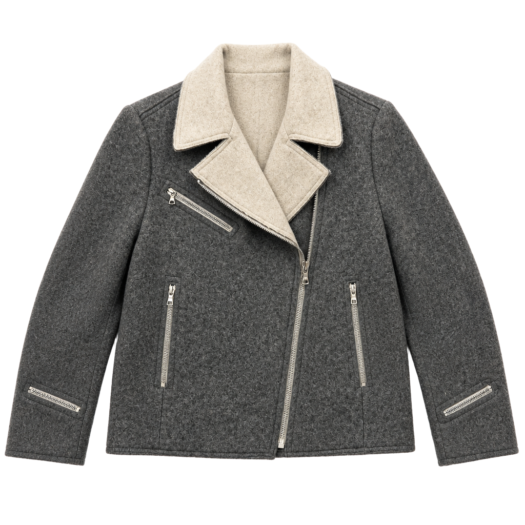 VANESSA BRUNO JACKET grey wool flannel lace up back fr40 UK12 1