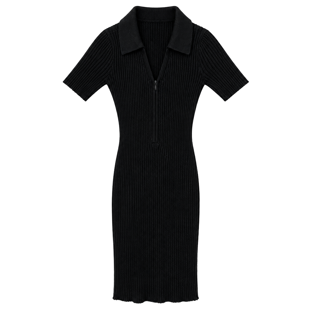 Abercrombie & Fitch Midi Dress Size SP Black Ribbed Polo 1