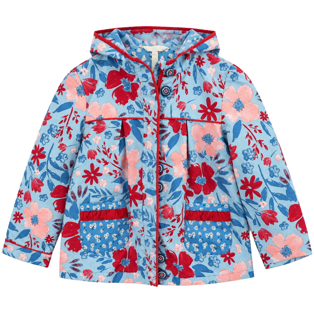 Matilda Jane girls Floral Hooded Raincoat Jacket Size 10 1