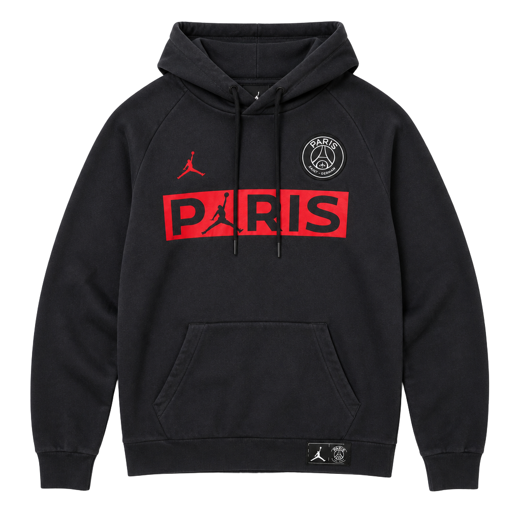 Jordan Paris Saint-Germain PSG Pullover Hoodie Black Red Size S 1