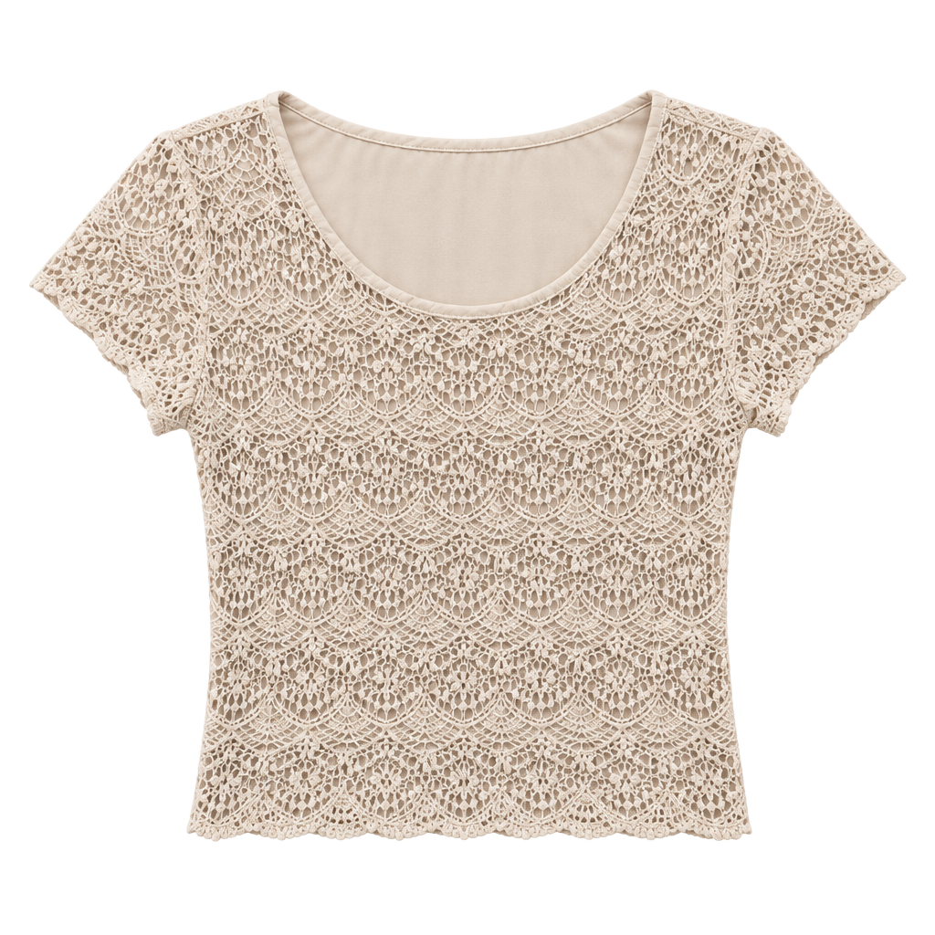 89th & Madison Lace Short Sleeve Top Size L Beige 1