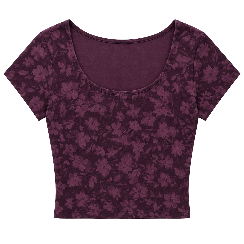 Frazier Lawrence Floral Velvet Burnout Top Size Large Purple Short Sleeve 1
