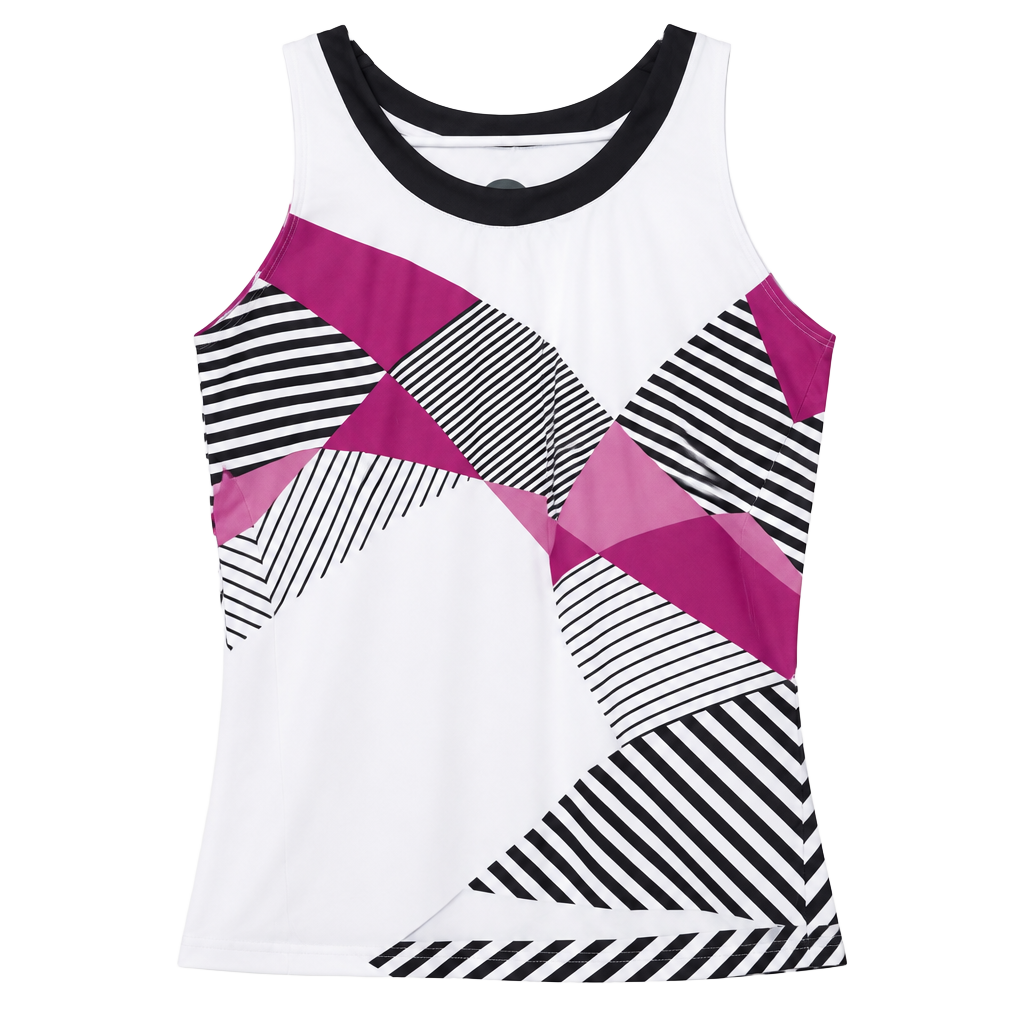 Bollé Athletic Tank Top Size L White Black Pink Geometric 1