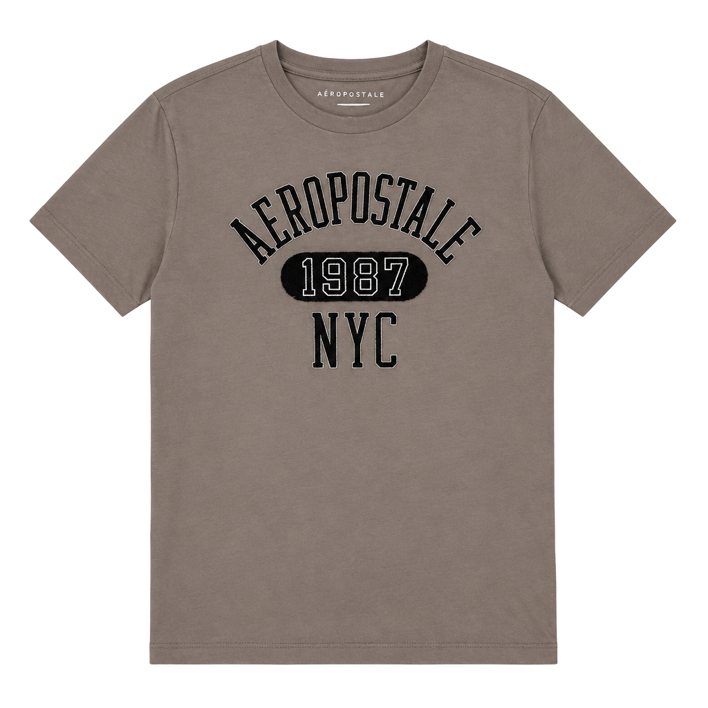 Aeropostale 1987 NYC Graphic T-Shirt Size M Gray Cotton Blend 1