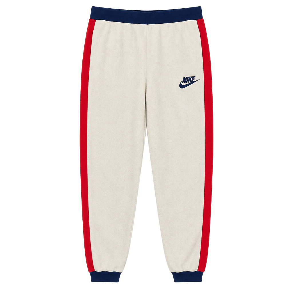 Nike Fleece Sweatpants Size M Off-White Red Blue 1