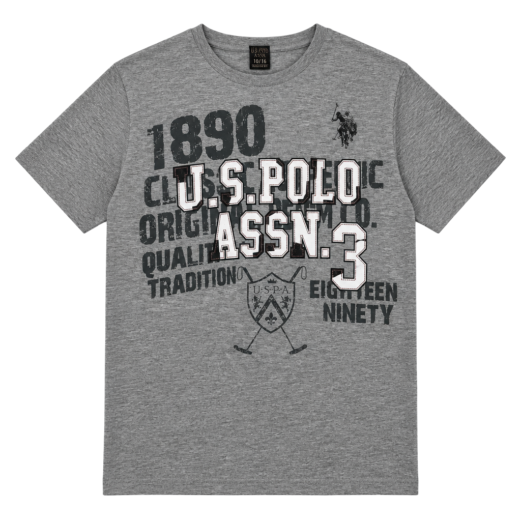 Youth U.S. Polo Assn. Graphic T-Shirt Size 14/16 Gray Cotton 1
