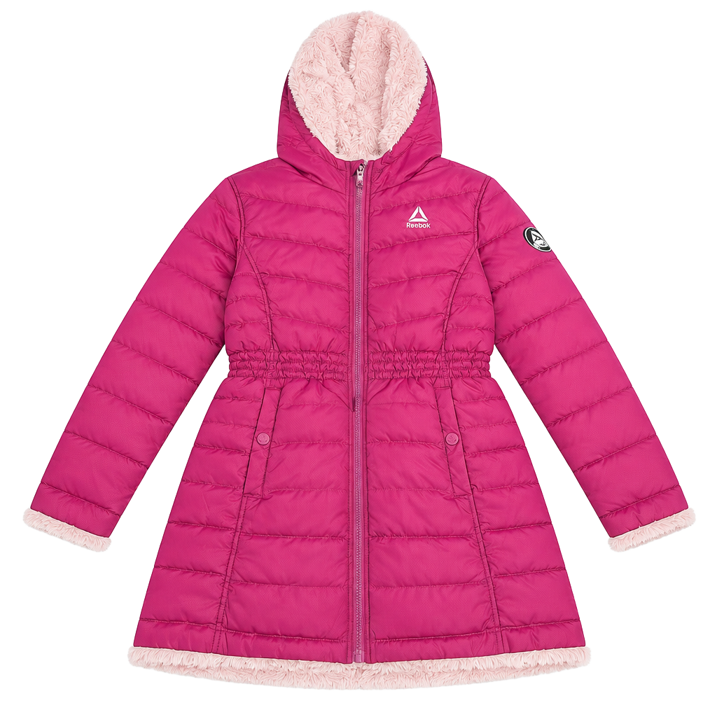 Reebok Girls Pink Quilted Nylon Puffer Jacket Size 6 1