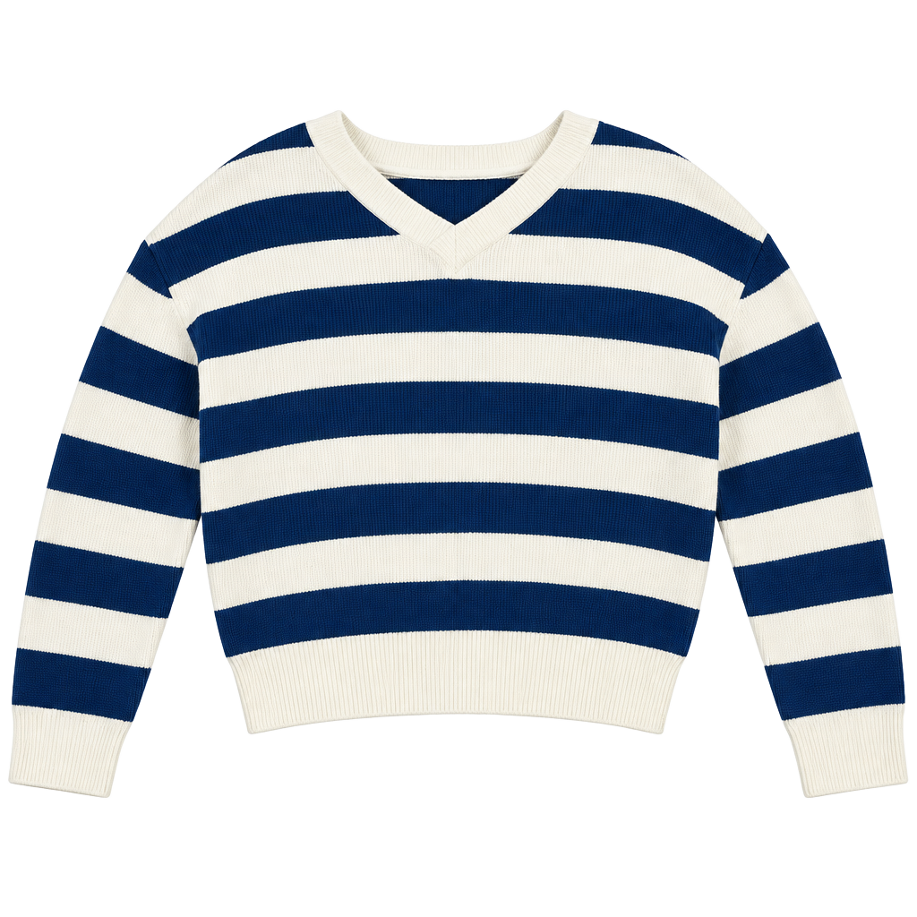 Joy Lab Blue White Striped V-Neck Sweater XS 1