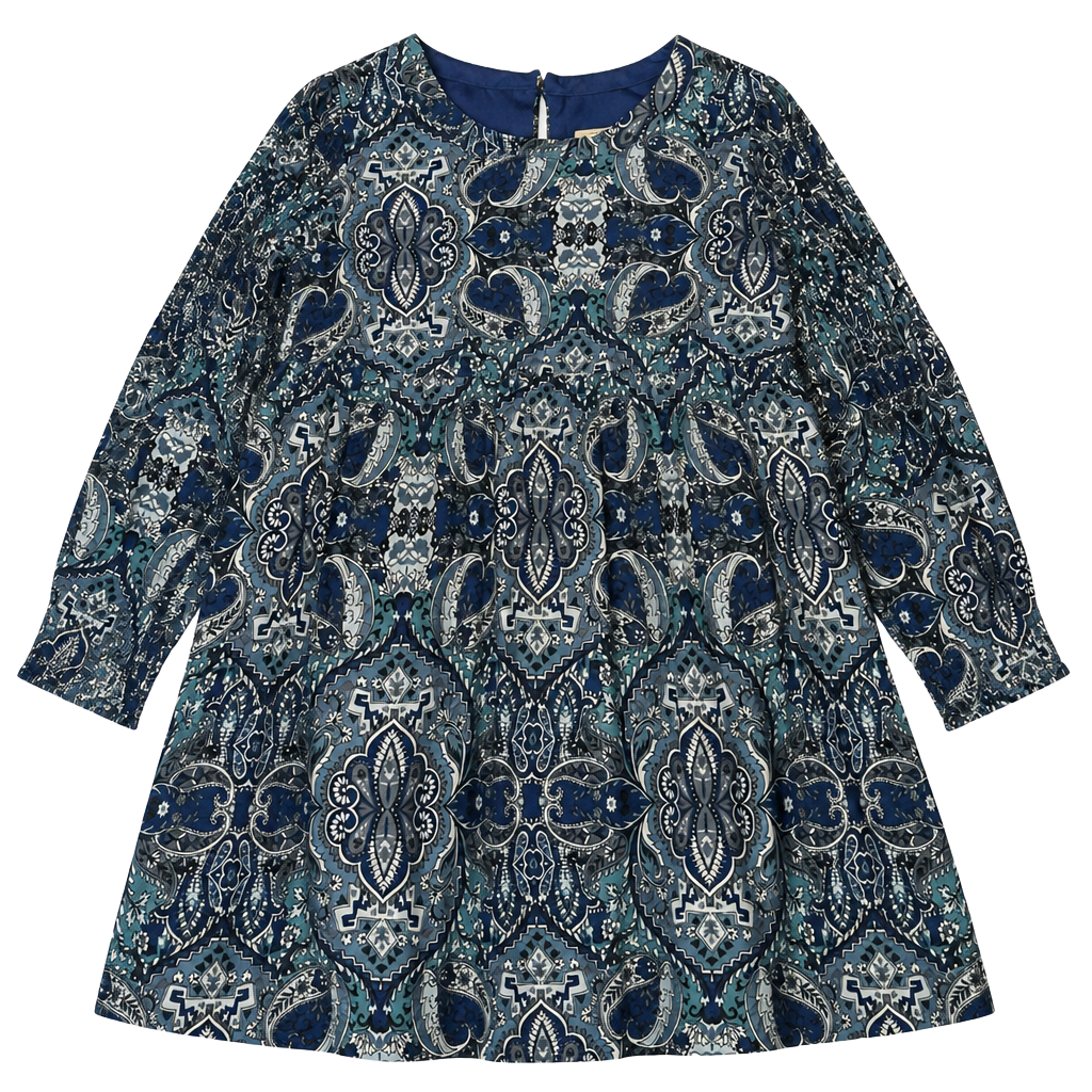 Speechless Dress Size 14 Blue Paisley Bell Sleeve Tunic 1
