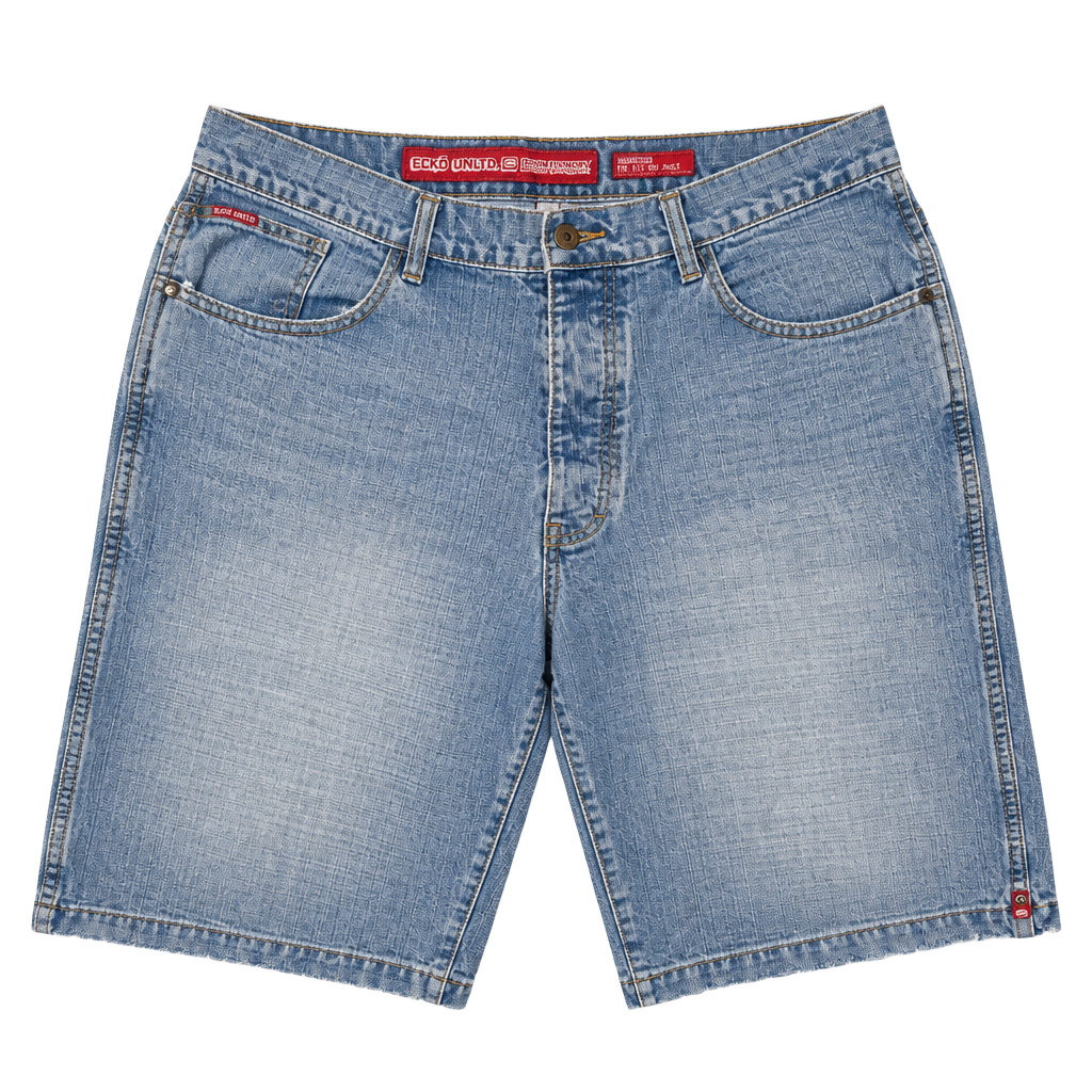 Ecko Unltd Denim Foundry The Sid-Out Short Vintage Blue Denim Shorts Size 34 1