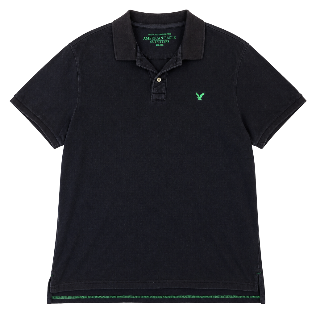American Eagle Outfitters Men's Athletic Fit Black Short Sleeve Polo Shirt XXL 1